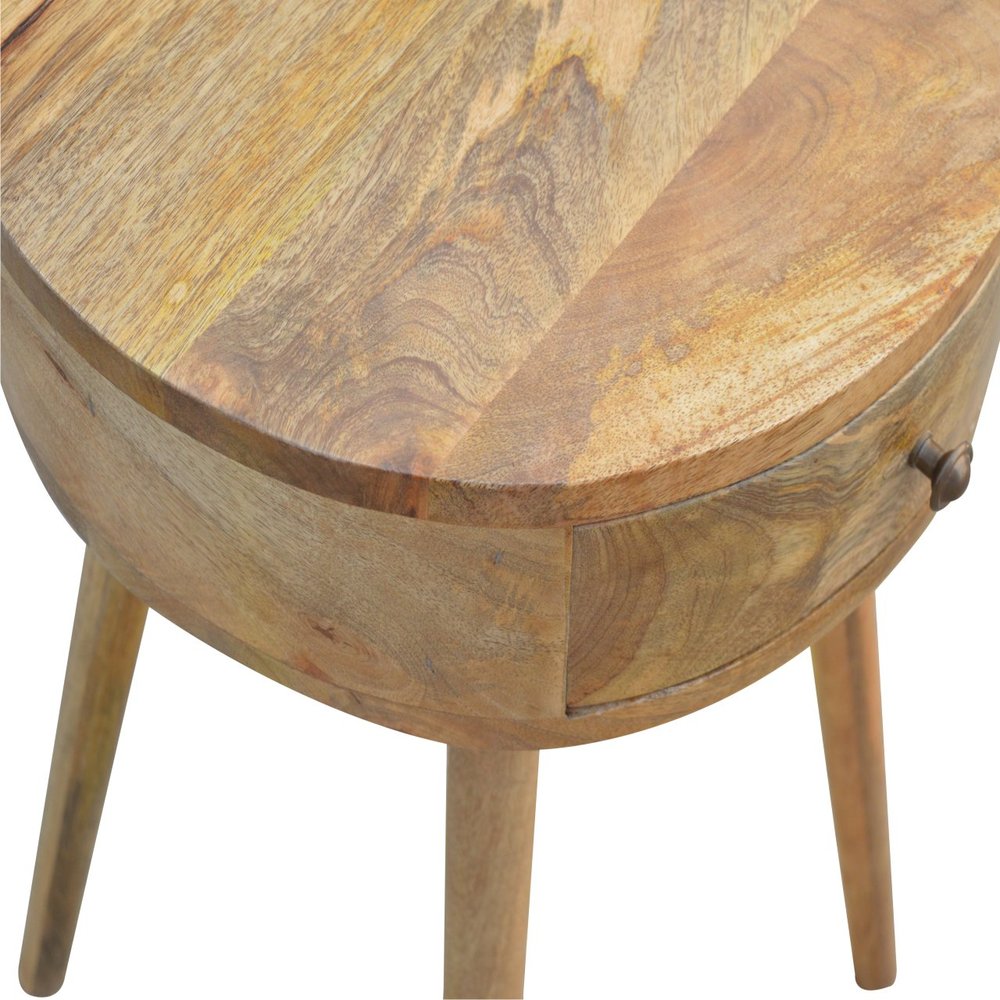 22" Natural Solid Wood Round One Drawer Nightstand HomeRoots