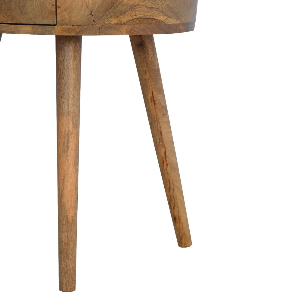 22" Natural Solid Wood Round One Drawer Nightstand HomeRoots