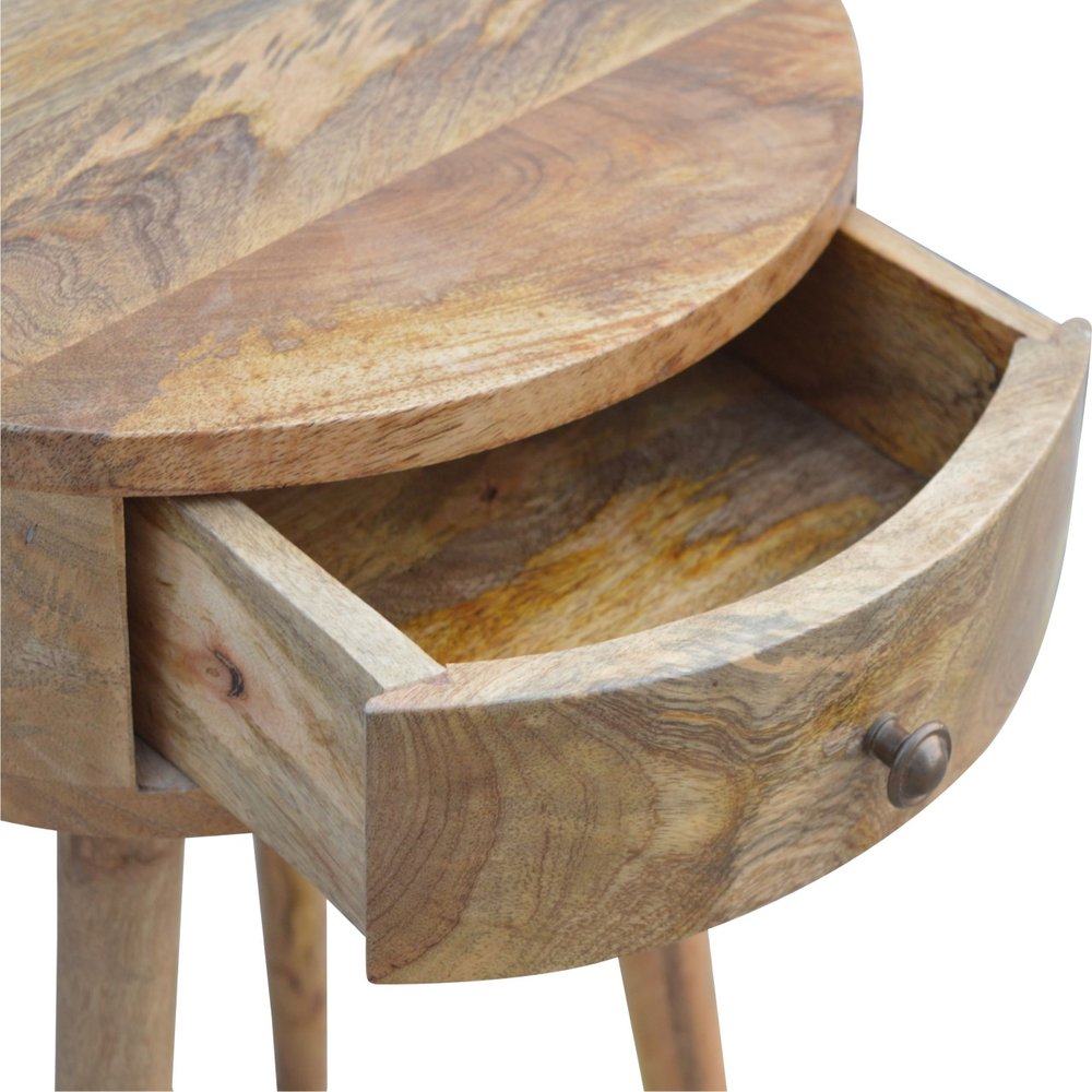 22" Natural Solid Wood Round One Drawer Nightstand HomeRoots