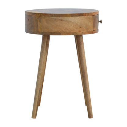 22" Natural Solid Wood Round One Drawer Nightstand HomeRoots