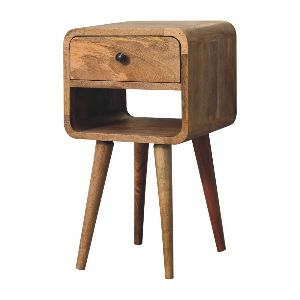22" Oak Solid Wood Square One Drawer Nightstand HomeRoots