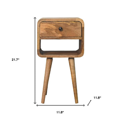 22" Oak Solid Wood Square One Drawer Nightstand HomeRoots