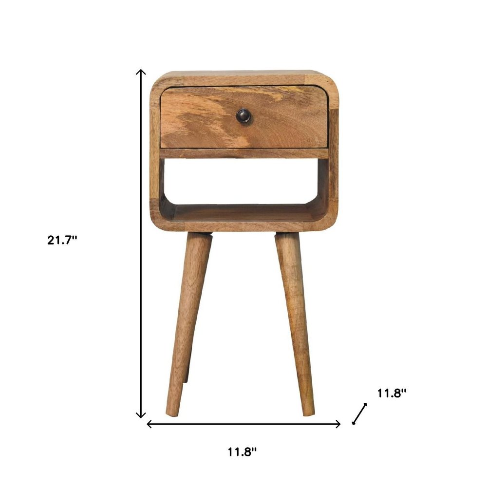 22" Oak Solid Wood Square One Drawer Nightstand HomeRoots