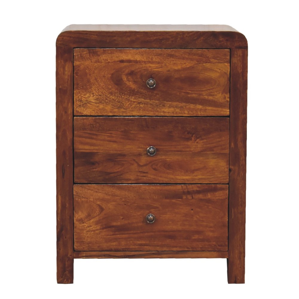 24" Chestnut Solid Wood Three Drawer Nightstand HomeRoots