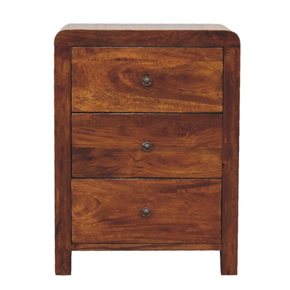 24" Chestnut Solid Wood Three Drawer Nightstand HomeRoots