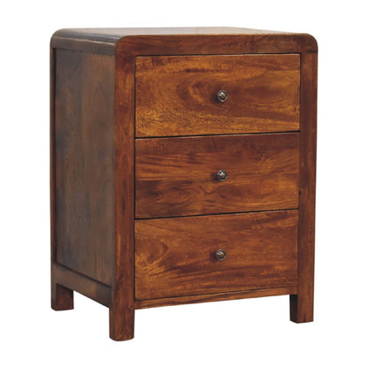 24" Chestnut Solid Wood Three Drawer Nightstand HomeRoots