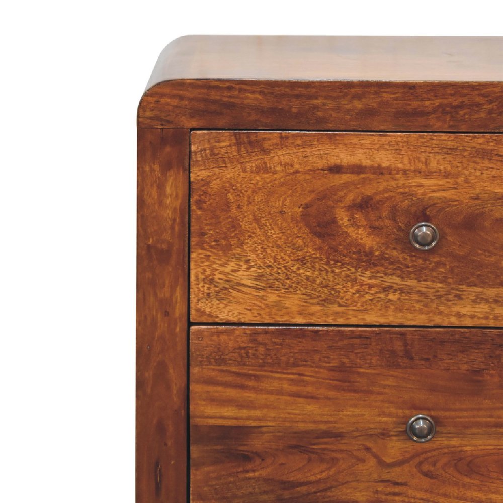 24" Chestnut Solid Wood Three Drawer Nightstand HomeRoots