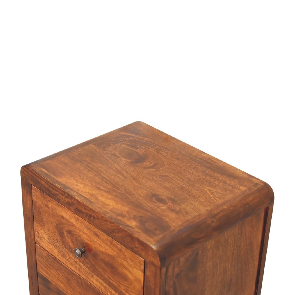 24" Chestnut Solid Wood Three Drawer Nightstand HomeRoots