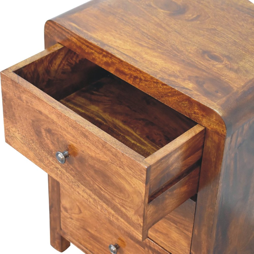24" Chestnut Solid Wood Three Drawer Nightstand HomeRoots