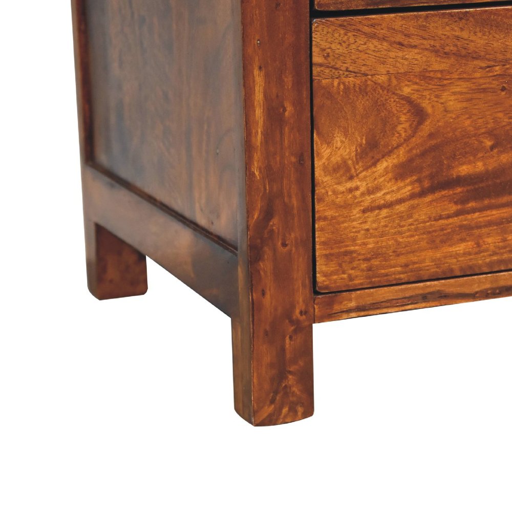 24" Chestnut Solid Wood Three Drawer Nightstand HomeRoots
