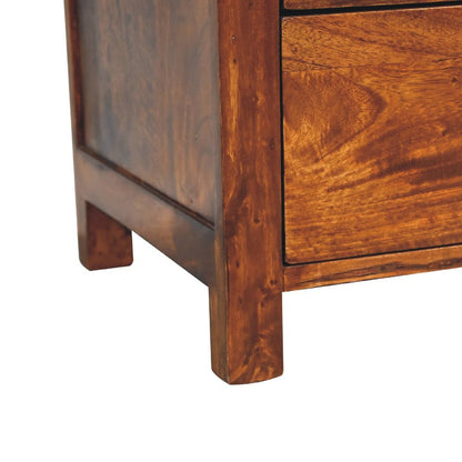 24" Chestnut Solid Wood Three Drawer Nightstand HomeRoots
