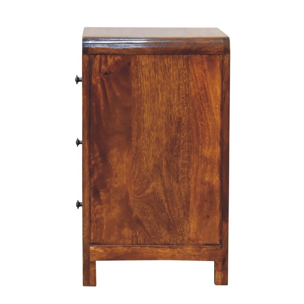 24" Chestnut Solid Wood Three Drawer Nightstand HomeRoots