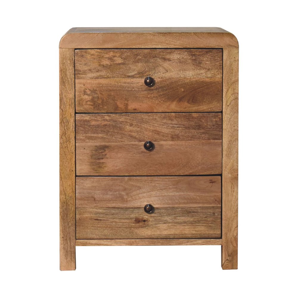 24" Oak Solid Wood Three Drawer Nightstand HomeRoots