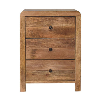 24" Oak Solid Wood Three Drawer Nightstand HomeRoots