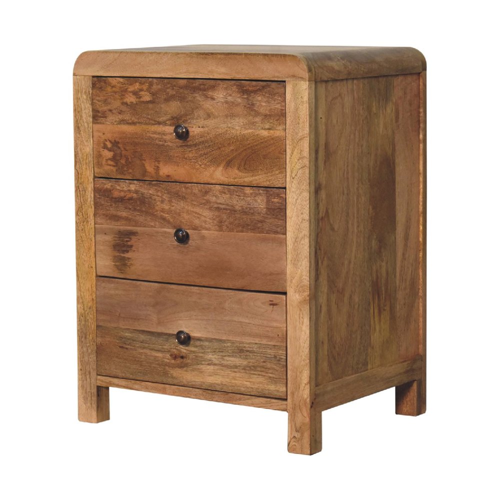 24" Oak Solid Wood Three Drawer Nightstand HomeRoots
