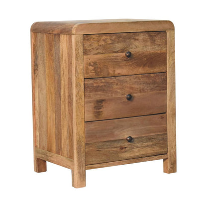 24" Oak Solid Wood Three Drawer Nightstand HomeRoots
