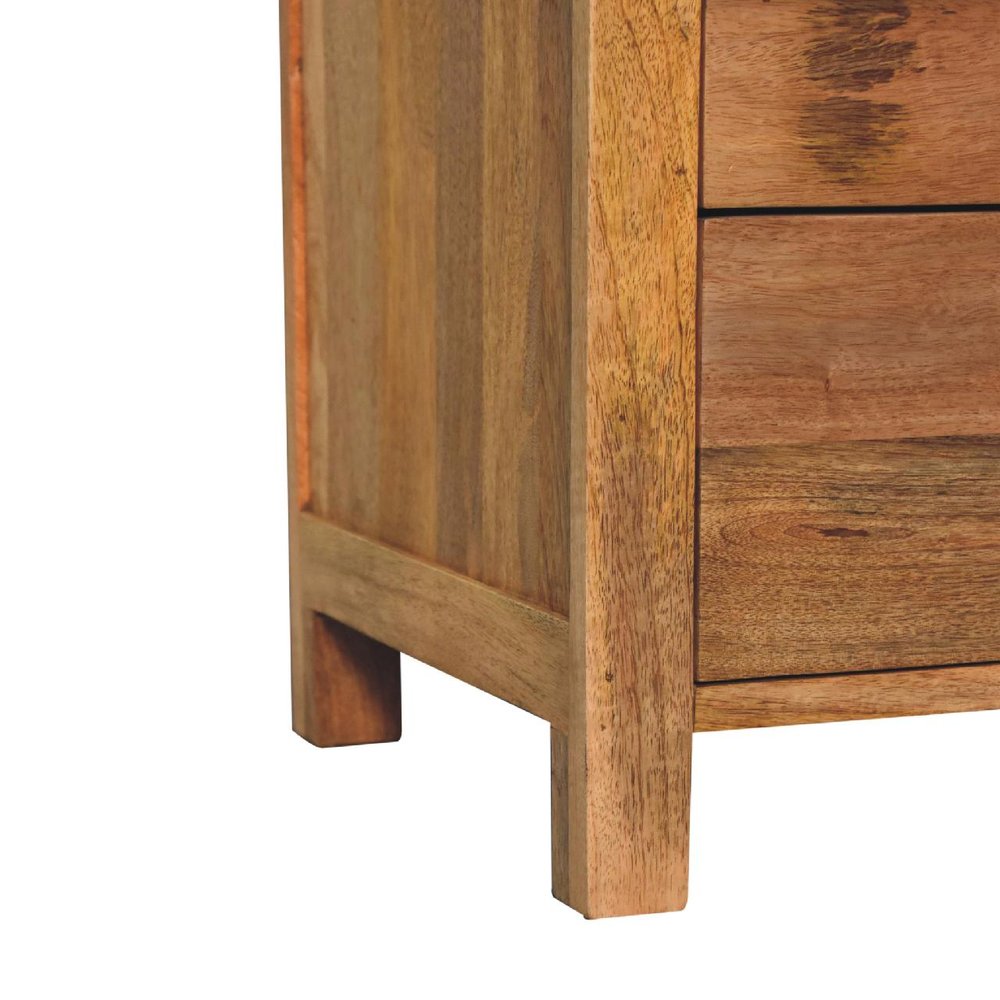 24" Oak Solid Wood Three Drawer Nightstand HomeRoots