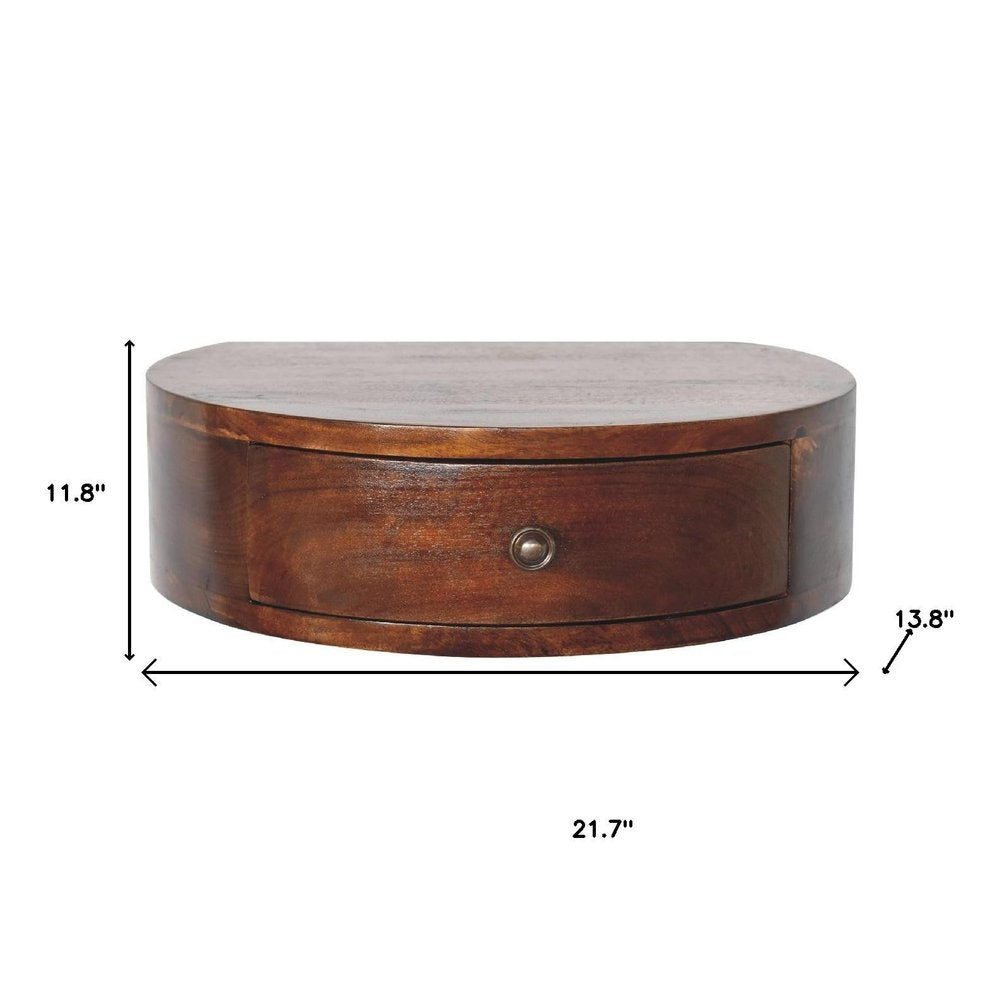 22" Brown Solid Wood One Drawer Floating Nightstand HomeRoots