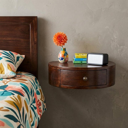 22" Brown Solid Wood One Drawer Floating Nightstand HomeRoots
