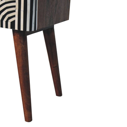 23" Black White And Brown Solid Wood Geometric Bone Inlay Two Drawer Nightstand HomeRoots