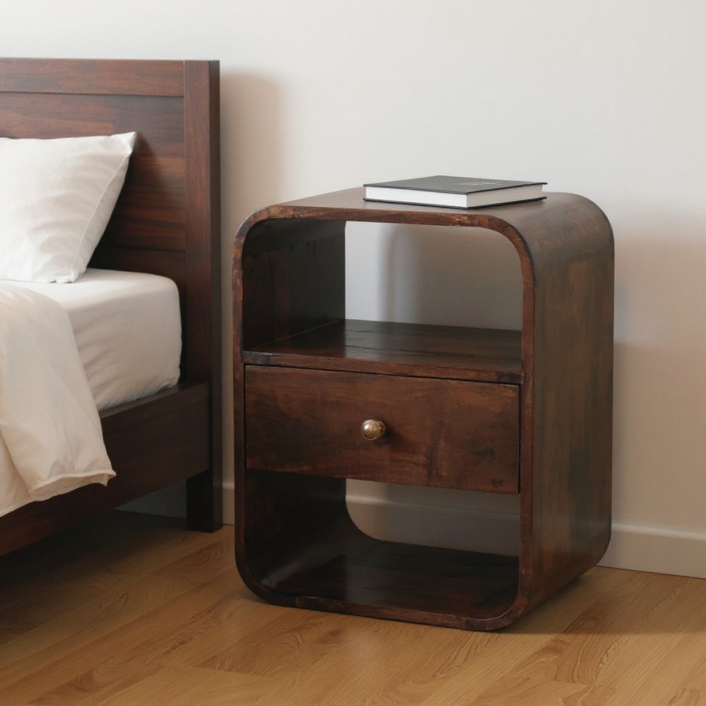 22" Chestnut Solid Wood One Drawer Nightstand