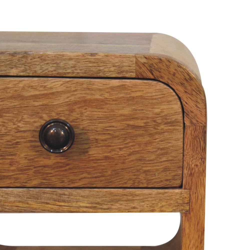 16" Oak Solid Wood Square One Drawer Nightstand