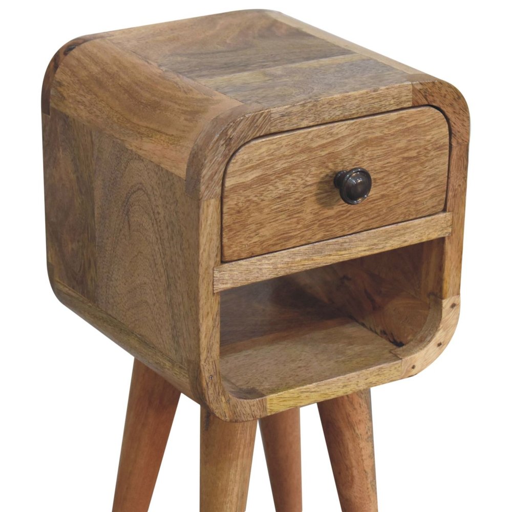 16" Oak Solid Wood Square One Drawer Nightstand HomeRoots