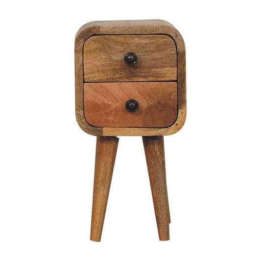16" Oak Solid Wood Square Two Drawer Nightstand HomeRoots