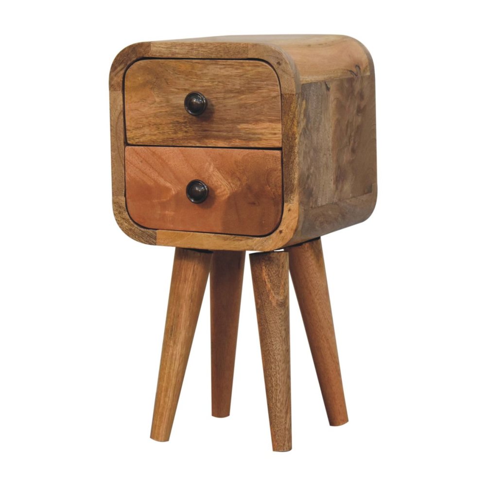 16" Oak Solid Wood Square Two Drawer Nightstand — view 2