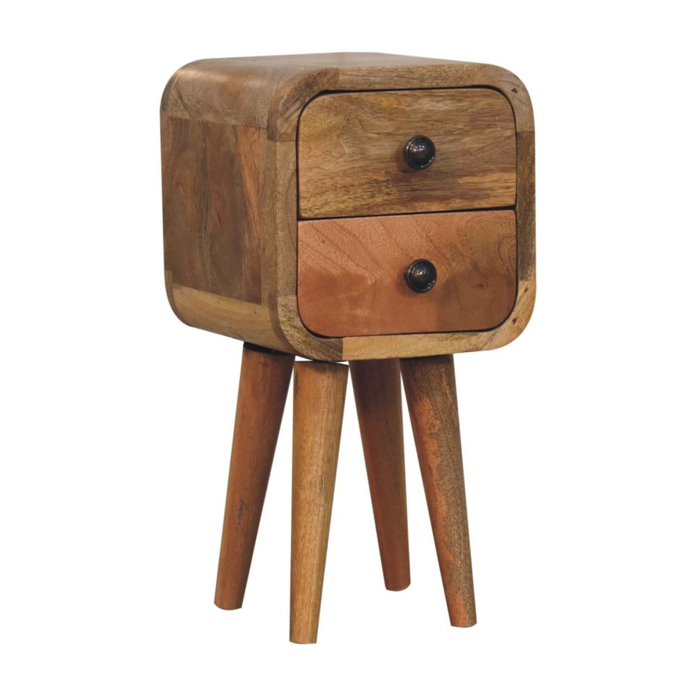 16" Oak Solid Wood Square Two Drawer Nightstand — view 3