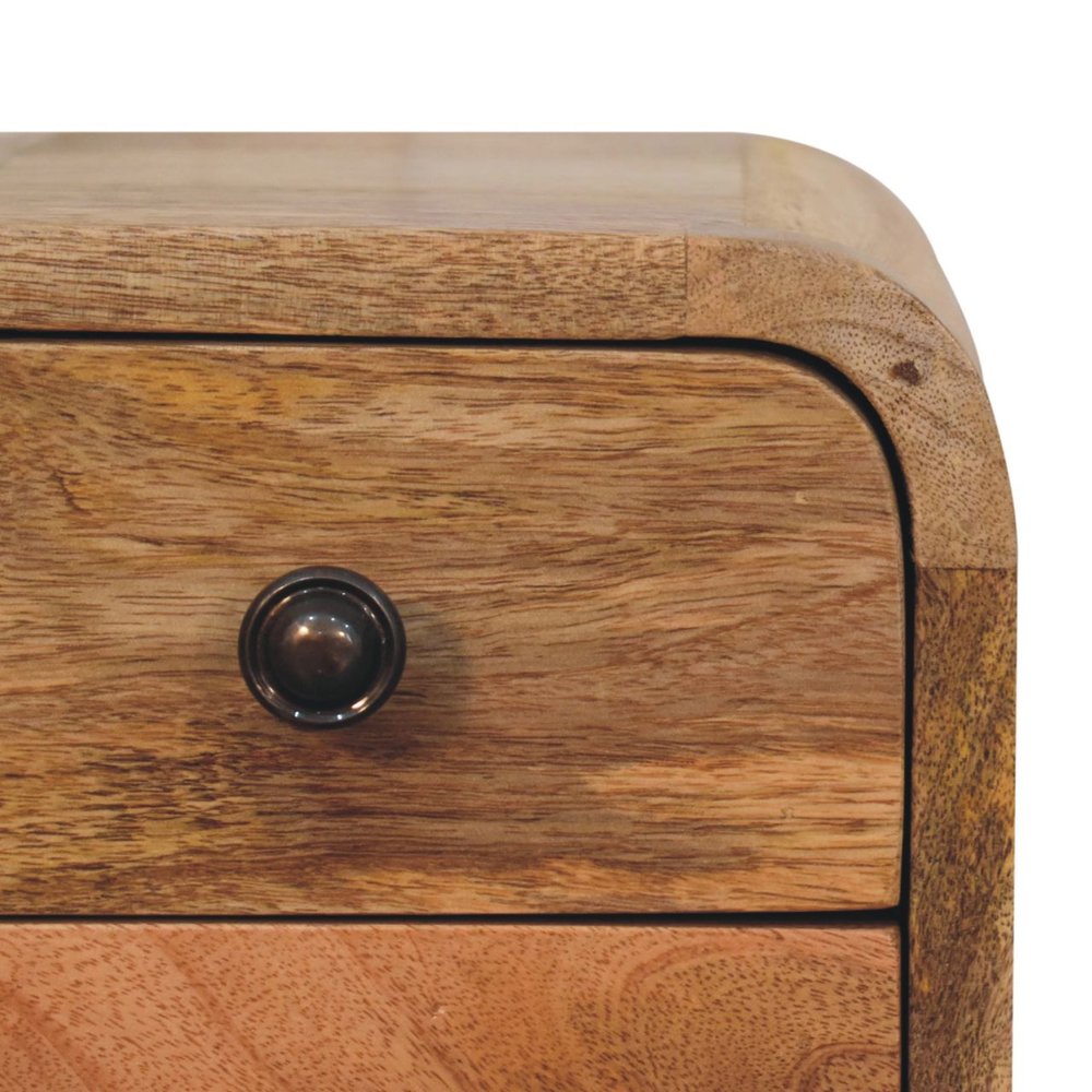 16" Oak Solid Wood Square Two Drawer Nightstand — view 4