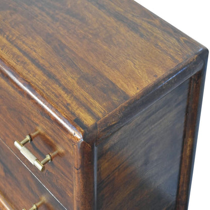 32" Brown Solid Wood Two Drawer Nightstand With Leather Shelf HomeRoots