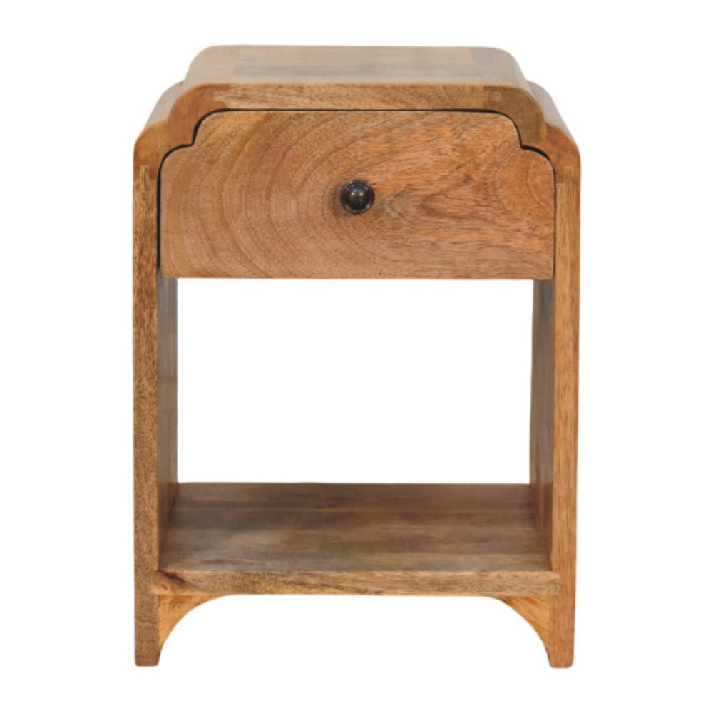16" Oak Solid Wood One Drawer Scallop Edge Nightstand HomeRoots