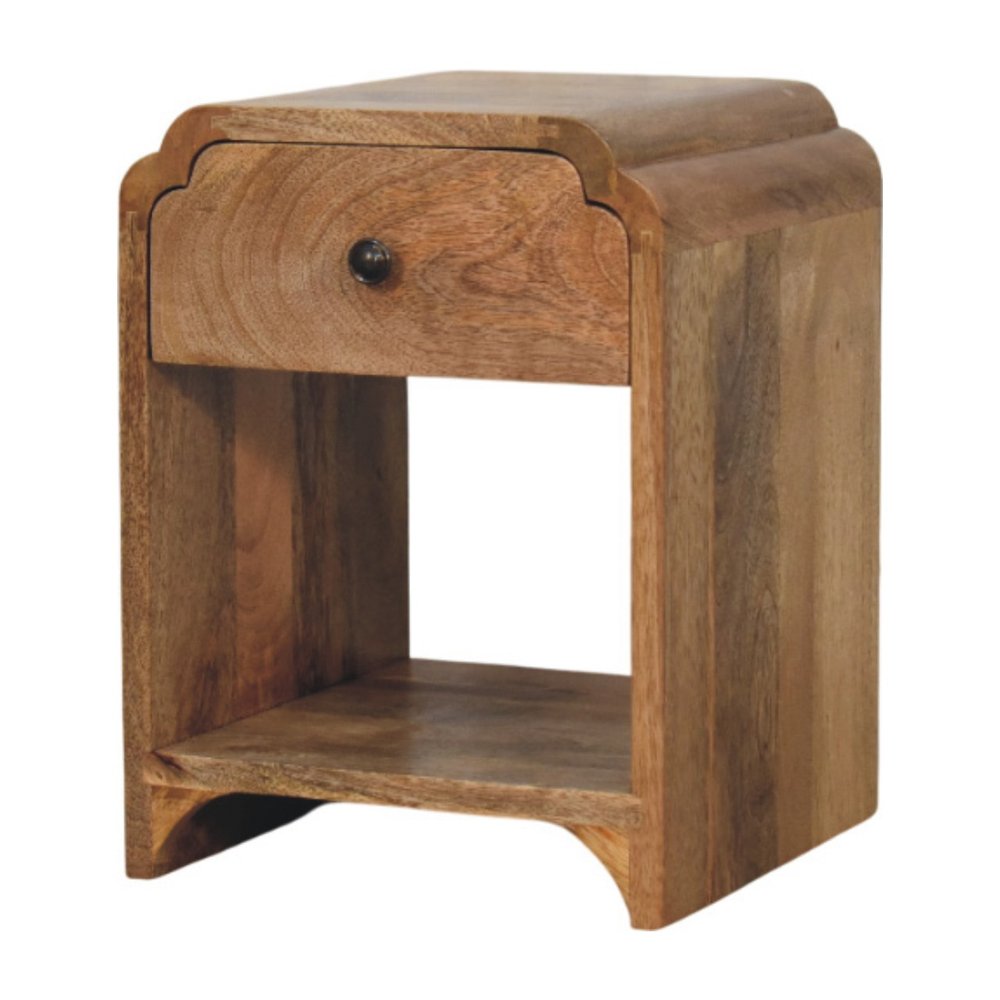 16" Oak Solid Wood One Drawer Scallop Edge Nightstand HomeRoots