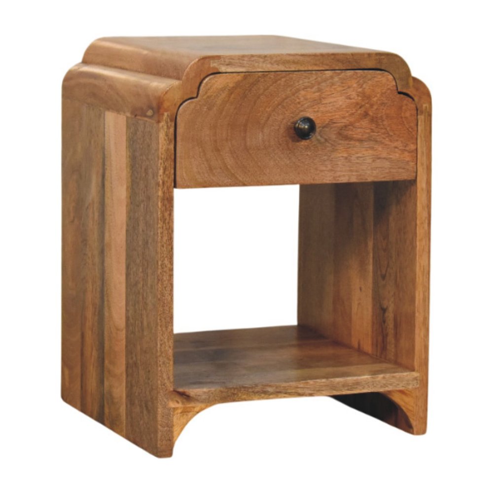 16" Oak Solid Wood One Drawer Scallop Edge Nightstand HomeRoots