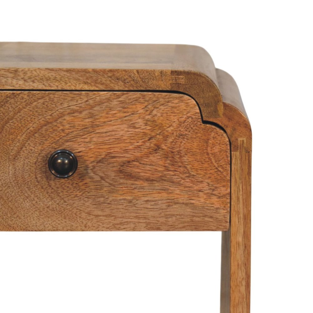 16" Oak Solid Wood One Drawer Scallop Edge Nightstand HomeRoots