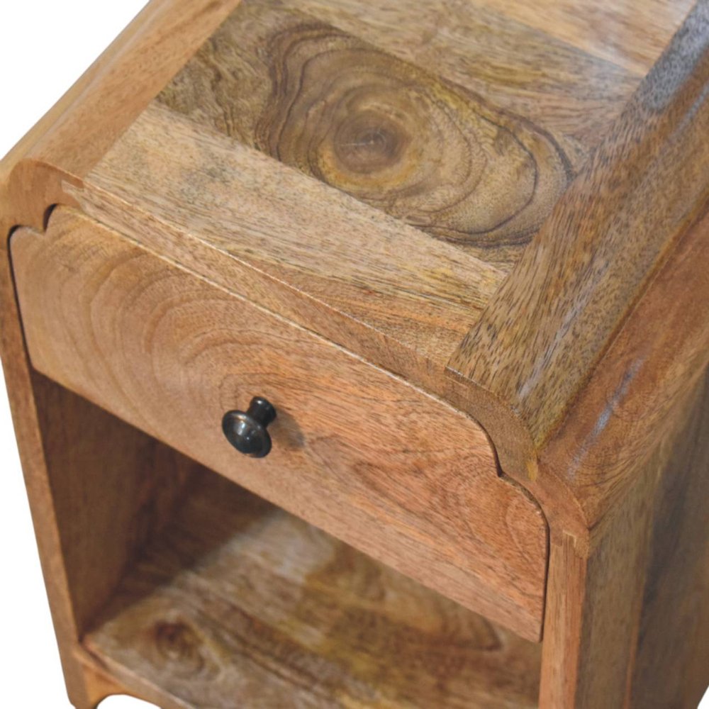 16" Oak Solid Wood One Drawer Scallop Edge Nightstand HomeRoots