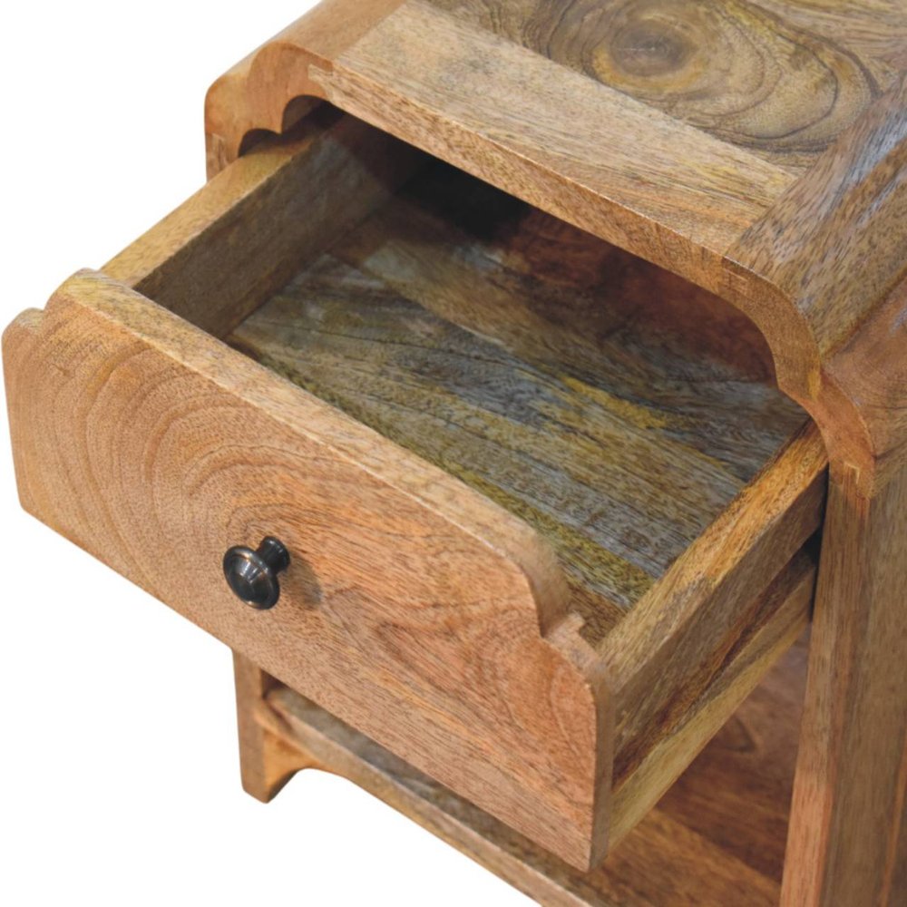 16" Oak Solid Wood One Drawer Scallop Edge Nightstand HomeRoots