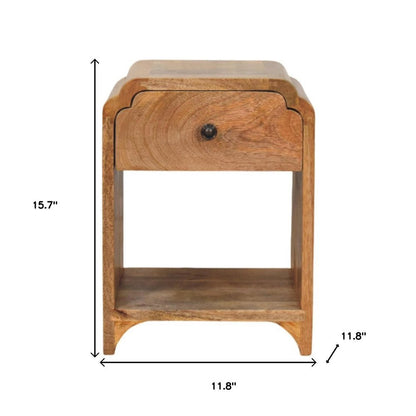 16" Oak Solid Wood One Drawer Scallop Edge Nightstand HomeRoots