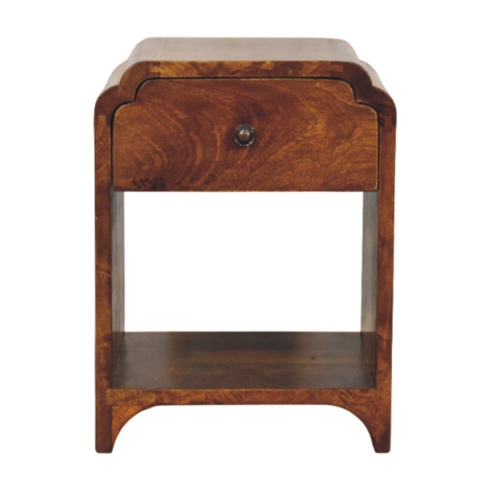 16" Chestnut Solid Wood One Drawer Scallop Edge Nightstand — view 1