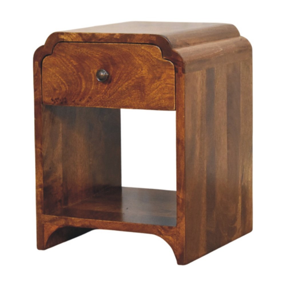 16" Chestnut Solid Wood One Drawer Scallop Edge Nightstand — view 2