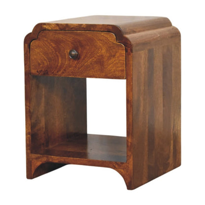 16" Chestnut Solid Wood One Drawer Scallop Edge Nightstand HomeRoots