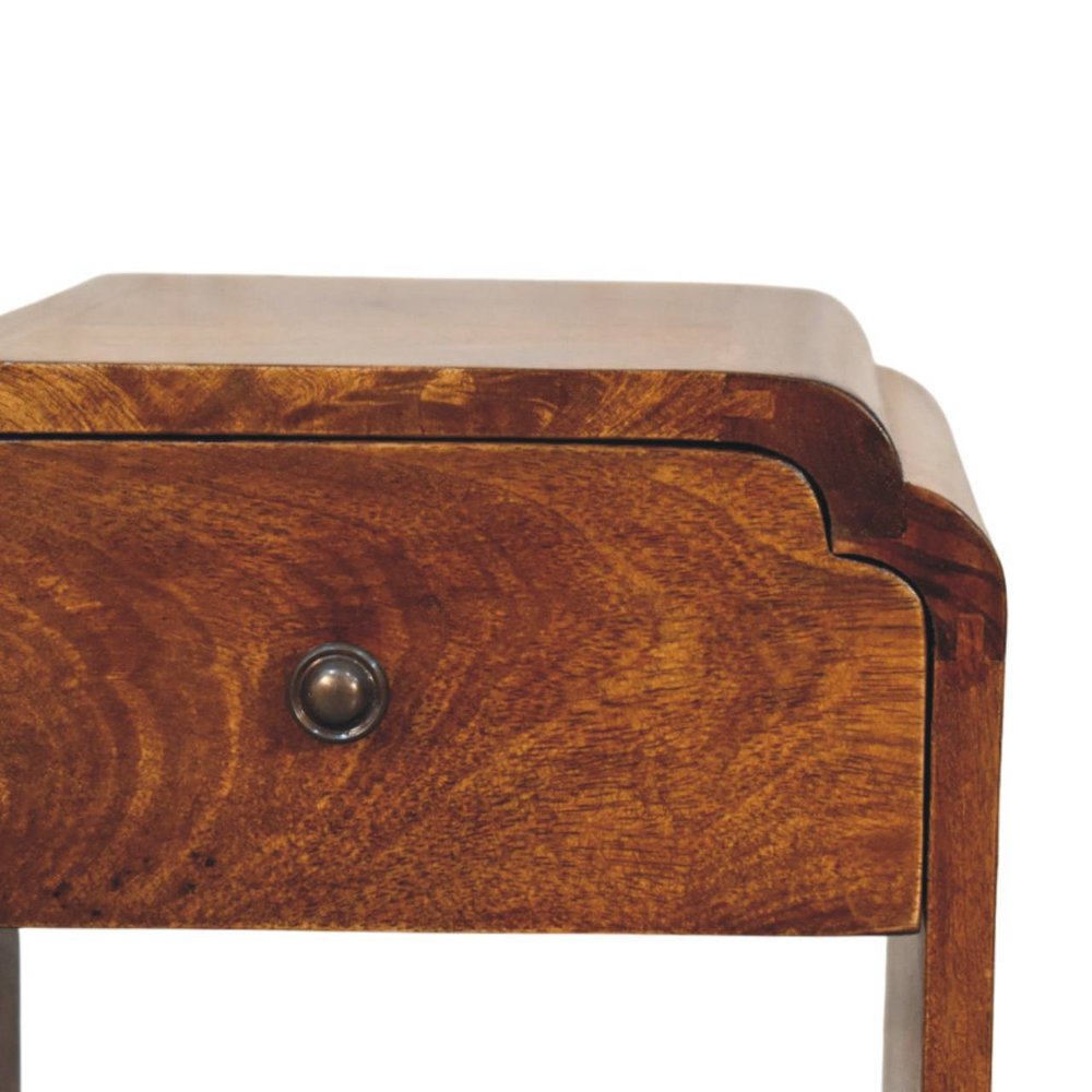 16" Chestnut Solid Wood One Drawer Scallop Edge Nightstand — view 4