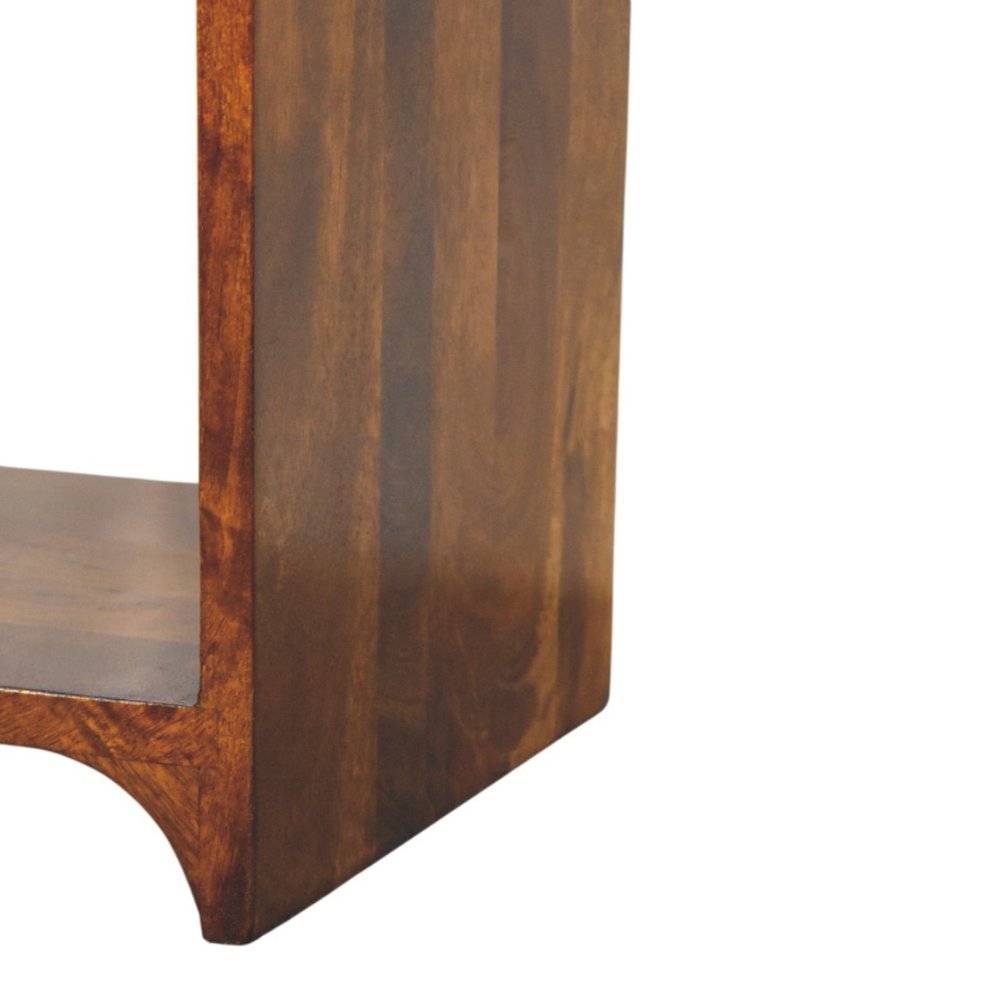 16" Chestnut Solid Wood One Drawer Scallop Edge Nightstand — view 7