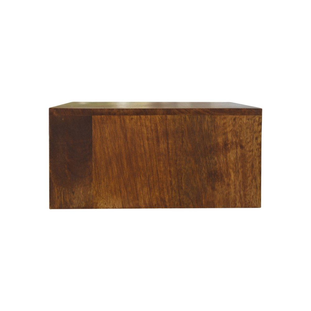 18" Brown Solid Wood Geometric Brass Inlay One Drawer Floating Nightstand HomeRoots