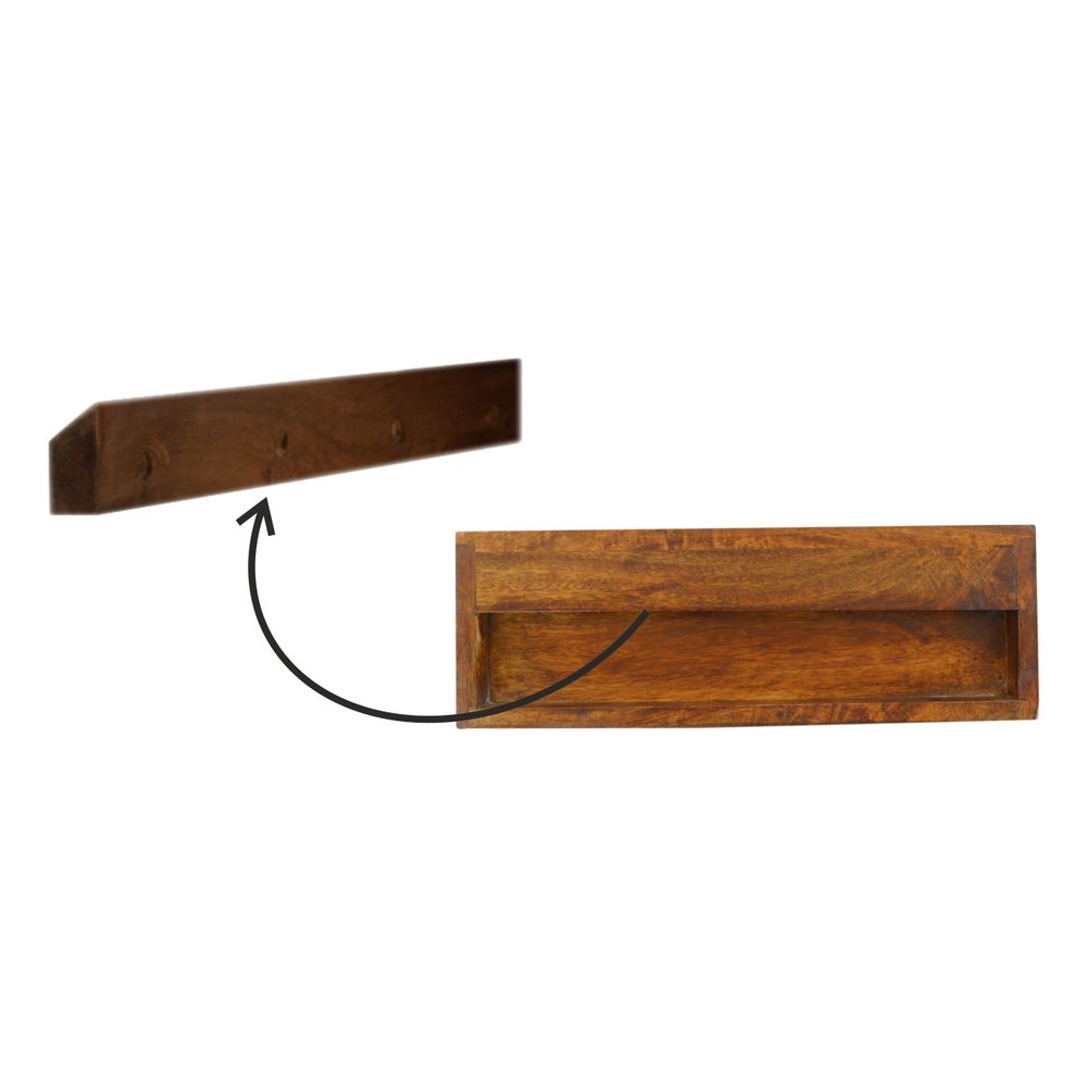 18" Brown Solid Wood Geometric Brass Inlay One Drawer Floating Nightstand HomeRoots