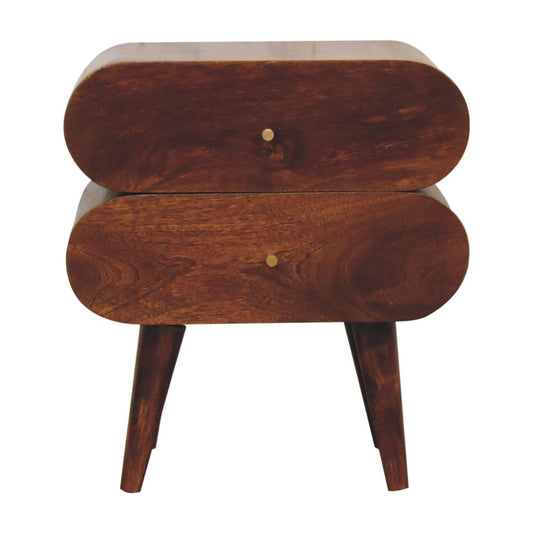 20" Chestnut Solid Wood Two Drawer Nightstand HomeRoots