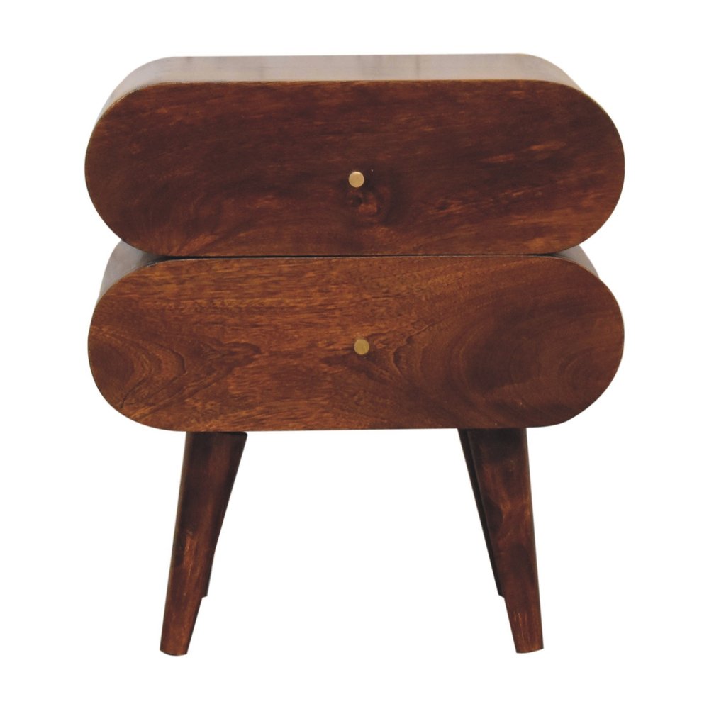 20" Chestnut Solid Wood Two Drawer Nightstand HomeRoots