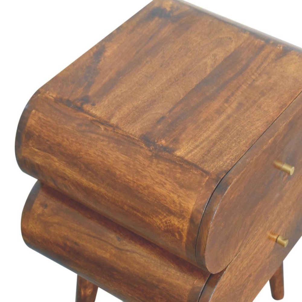 20" Chestnut Solid Wood Two Drawer Nightstand HomeRoots