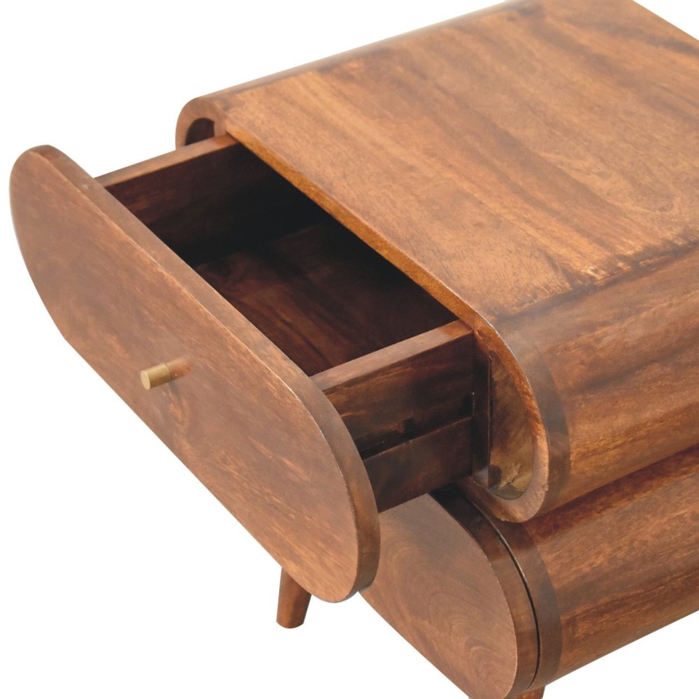 20" Chestnut Solid Wood Two Drawer Nightstand HomeRoots